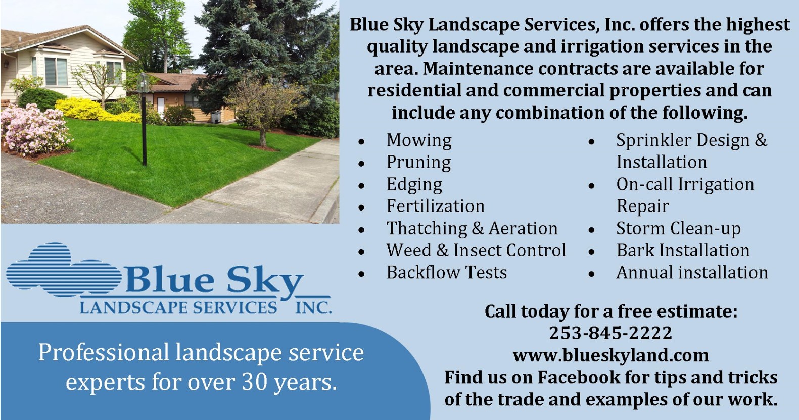 Blue Sky Landscape Business card